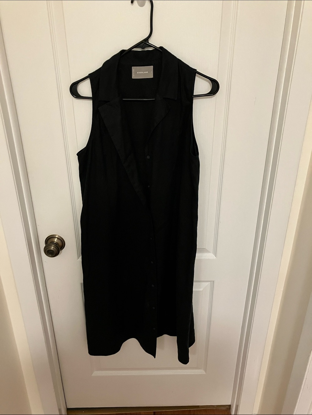 Everlane linen Black Sleeveless Button-Front Midi Dress